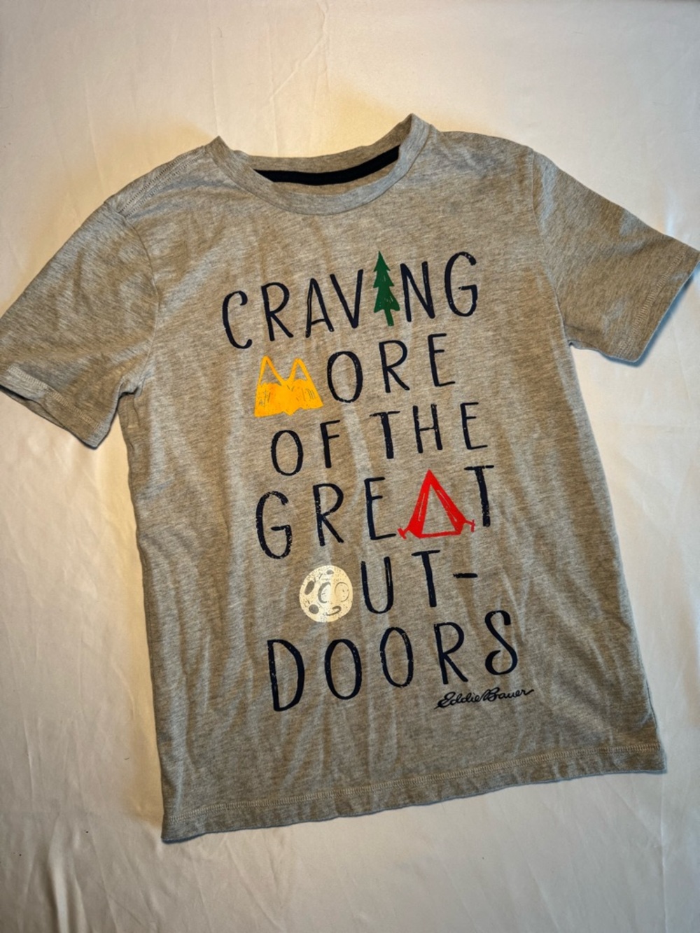 Eddie Bauer Gray Tee with Colorful Outdoor Graphic